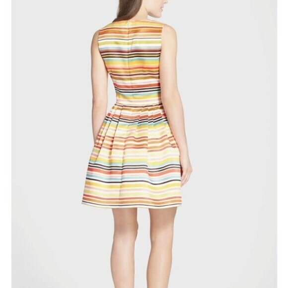CeCe by Cynthia Steffe 'Yana' Multistripe Georgette Fit & Flare Dress Size 8 - Picture 3 of 7